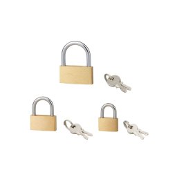 Set 3 lacat cu cheie, BASIC, alama: 20, 30, 40 mm, Serruprix