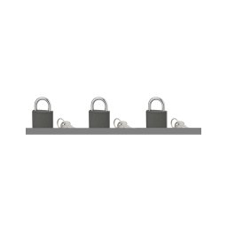 Set 3 Lacate cu cheie ACERA 40 mm, toarta otel cimentat, Serruprix