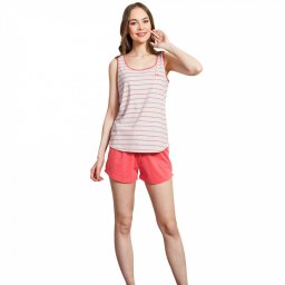 Pijamale Dama cu Bluza Tip Maieu Vienetta, Model 'Love' Melange