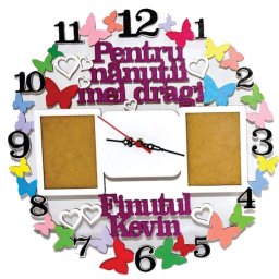 Ceas personalizat pentru nanutii mei dragi cu numele copilului, 2 fotografii, multicolor - OMIS204