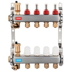 Pachet Distribuitor/Colector 1``- 4 Cai FERRO din Otel Inoxidabil pentru incalzire in pardoseala cu racorduri