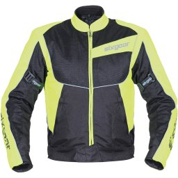 Geacă Moto din Textil SIXGEAR PATROL · Negru / Verde-Fluo