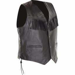 Vestă Moto din Piele RICHA GILET With Frangels · Negru