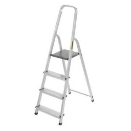 Scara aluminiu, 3 trepte, platforma, max 125 kg, 1.45 m, Drabest