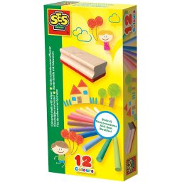 Set 12 crete colorate si burete din lemn - Ses Creative