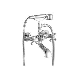 Baterie baie cada stilo, crom, cu set de dus, dubla comanda, Kuchinox BKI 011D