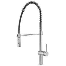 Baterie pentru chiuveta bucatarie, cu arc si dus extensibil, Pipa inalta, RHEA BLD06SD Laveo