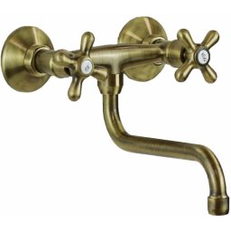 Kuchinox BKI 580 D Baterie bucatarie sau baie, cu prindere pe perete, pipa mobila, Stilo Retro culoare bronz