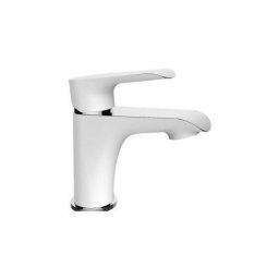 Baterie baie lavoar, pipa fixa medie, alba / crom, Alea Laveo BLE 622D