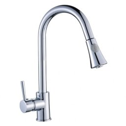 Baterie chiuveta bucatarie inalta cu dus extractibil, monocomanda, crom, Laveo BLD 069D