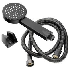 Set de dus cu para dus negru, 1 functie, furtun metal si suport para de mana Gamma
