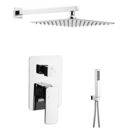 Set de dus incastrat complet cu baterie, para fixa superioara slim patrata 25 cm cu cutie de distributie