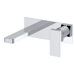 Baterie lavoar incastrata cu pipa fixa si cutie distributie, model patrat, monocomanda