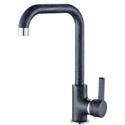 Baterie chiuveta bucatarie, finisaj granit, cu pipa inalta dreptunghiulara , culoare negru BKU 765D LAVEO
