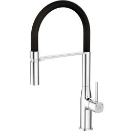 Baterie bucatarie inalta monocomanda, crom negru, dus extensibil flexibil, Laveo BAP 778D
