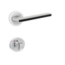 Set manere usa interior cu rozeta inchidere WC, crom negru, Kuchinox KAE 900A