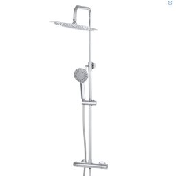 Coloana dus cu set de dus complet, baterie cu termostat, para rotunda, crom