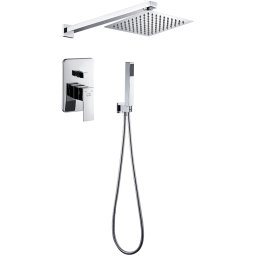 Set de dus incastrat, BLQ 002P LAVEO, complet cu baterie si para fixa superioara, slim patrata
