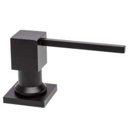 Dozator chiuveta bucatarie pentru sapun lichid, dispenser , cap din otel, negru mat, patrat