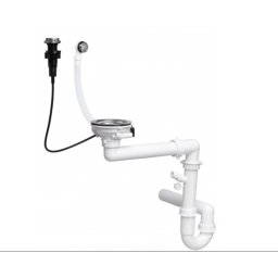 Scurgere pentru chiuveta granit cu o cuva, inchidere automata, preaplin rotund, crom