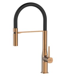 Baterie chiuveta bucatarie inalta, finisaj negru auriu gold rose, dus extensibil Laveo BAP 878D