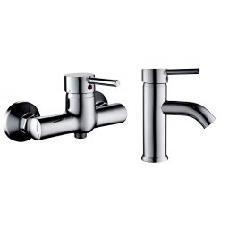 Set baterii baie dus si lavoar, monocomanda, crom