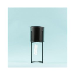 Ghiveci Cilindric Negru Cu Picior Metal Bs176