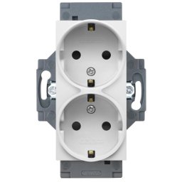 Priza dubla schuko 2P+E 16A Gewiss Dahlia GW35204W