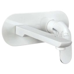 Baterie lavoar incastrata alb crom ,cutie de distributie , pipa fixa, Laveo BAZ 622P