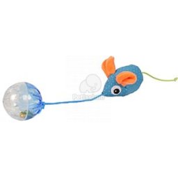 Jucărie pisici Flamingo - șoricel cu minge 6,5 cm