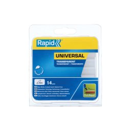 Baton silicon profesional Rapid Universal transparent O12 mm x 94 mm pentru hobby, reparatii si lucrari de precizie, 14 bucati, 40107356