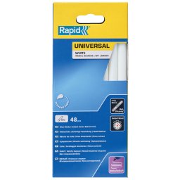 Batoane lipici Rapid Universal albe O12 190 mm, baza EVA, 48 bucati, pentru productie, atelier si utilizare intensiva 5001412