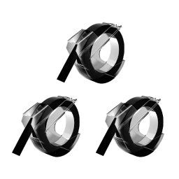 Set 3 etichete embosabile 3D compatibile DYMO Omega 9 mm negru pentru organizare acasa si identificare generala 520109