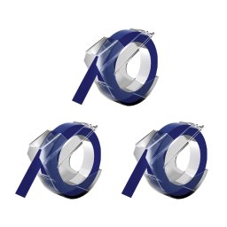 Set 3 etichete embosabile 3D compatibile DYMO Omega 9 mm albastru pentru organizare acasa si identificarea obiectelor 520106