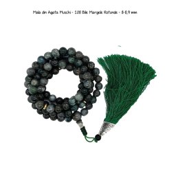 Mala din Agata Muschi - 108 Bile Margele Rotunde - 8-8,9 mm