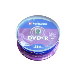 DVD+R Verbatim, 4.7 GB, 16x, 25 bucati/bulk, in cake box