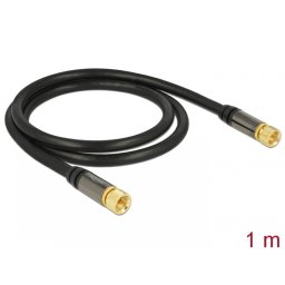 Cablu antena F Plug la F Plug RG-6/U 1m Negru, Delock 88918