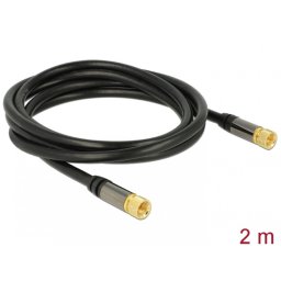 Cablu antena F Plug la F Plug RG-6/U 2m Negru, Delock 88919*