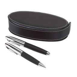Set de scris, pix si roller, negru, Everestus, SS19OE, alama, PU