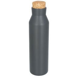Sticla termoizolanta 590 ml, perete dublu, fara condens, capac din pluta, Everestus, NE, otel inoxidabil, gri, saculet inclus