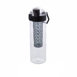Sticla de apa 700 ml cu infuzor in forma de fagure, XD, HB, tritan, silicon, negru, breloc inclus din piele ecologica