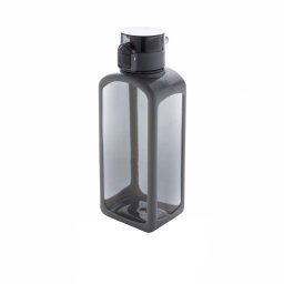 Sticla de apa 600 ml patrata, fara scurgeri, XD, SD, tritan, silicon, negru, breloc inclus din piele ecologica