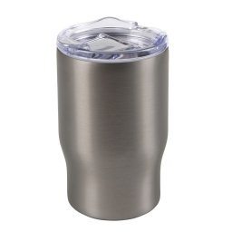 Cana de calatorie 350 ml, perete dublu, argintiu, Everestus, CC02BR, otel inoxidabil, silicon, plastic