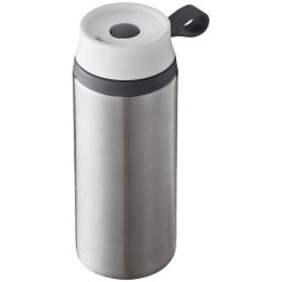 Cana de calatorie 350 ml, perete dublu, Everestus, FW, otel inoxidabil exterior, plastic interior, argintiu