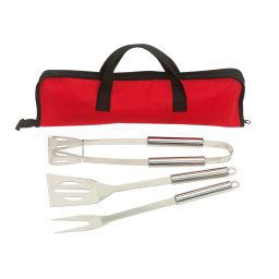 Set de gratar 3 piese, rosu, negru, Everestus, UG04SY, otel inoxidabil, plastic, saculet de calatorie inclus