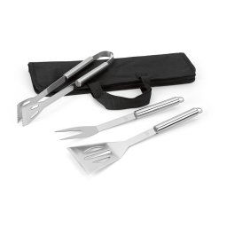 Set ustensile barbeque, Everestus, BE, otel inoxidabil, negru, saculet de calatorie inclus