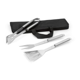 Set ustensile barbeque, Everestus, BE, otel inoxidabil, negru