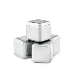 Set de 4 cuburi de gheata in husa, otel inoxidabil, Everestus, AV7, negru