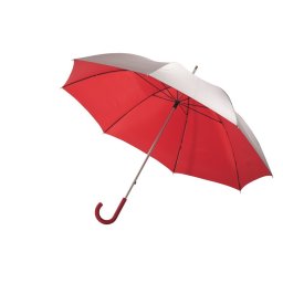 Umbrela Golf 120 cm, maner curbat din cauciuc, argintiu si rosu, Everestus, UG16SS, aluminiu, fibra de sticla, poliester