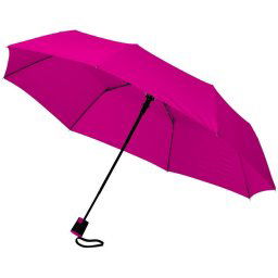 Umbrela 21 inch automatica pliabila, Everestus, WI, pongee poliester, magenta, saculet de calatorie inclus